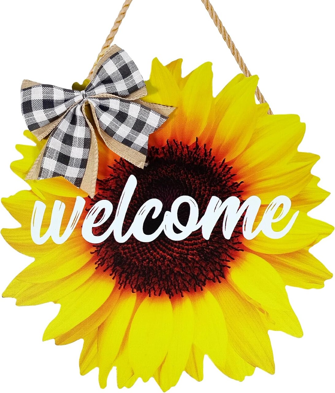 Sunflower Door Sign Summer Welcome Wreaths For Front Door Decoration 12 Inch Wood Hanging Farmhouse Porch Wall Decor Indoor Outdoor